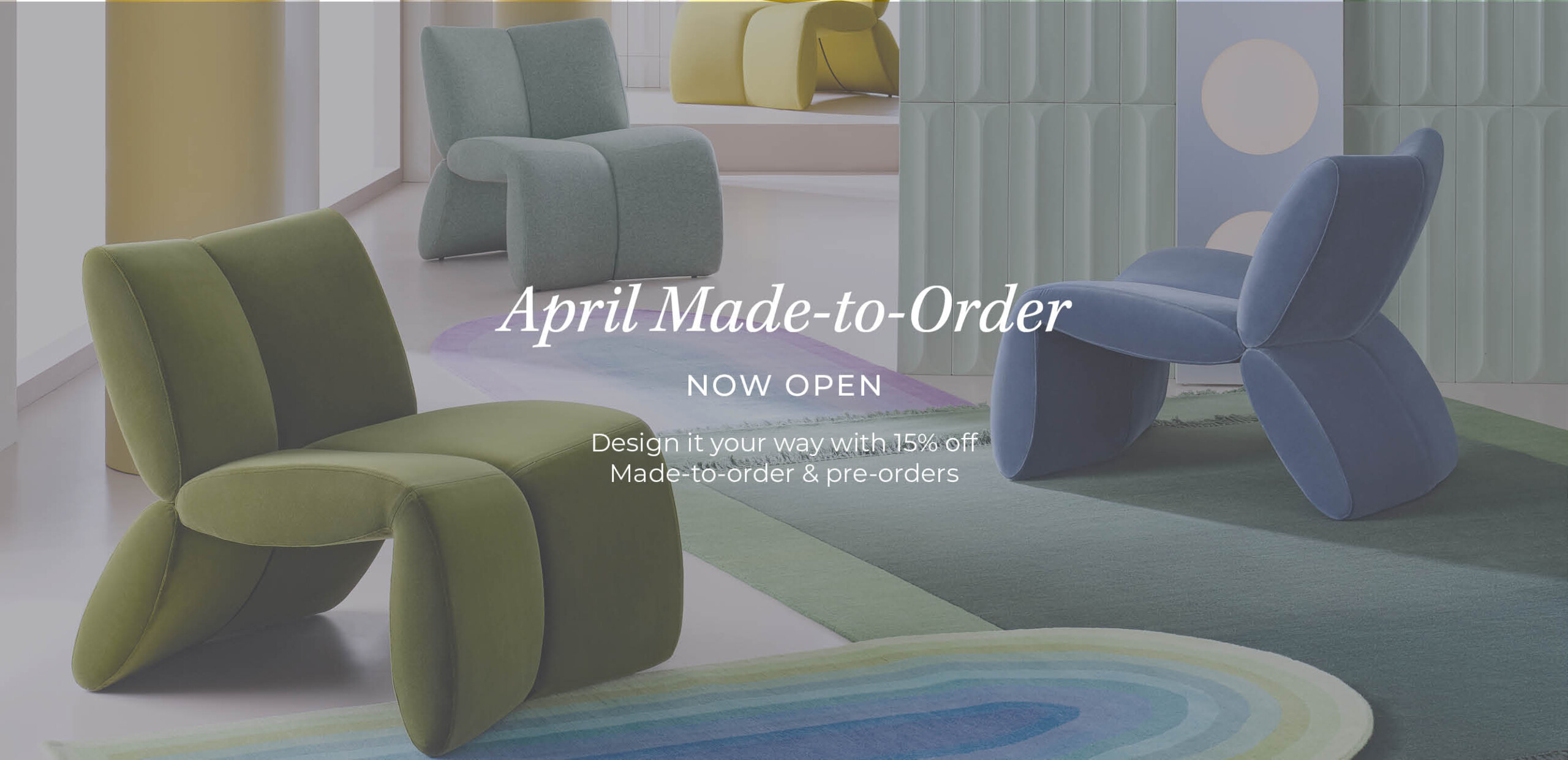 April Made To Order DOMO pre-order and custom order promotion 15% off retail clients